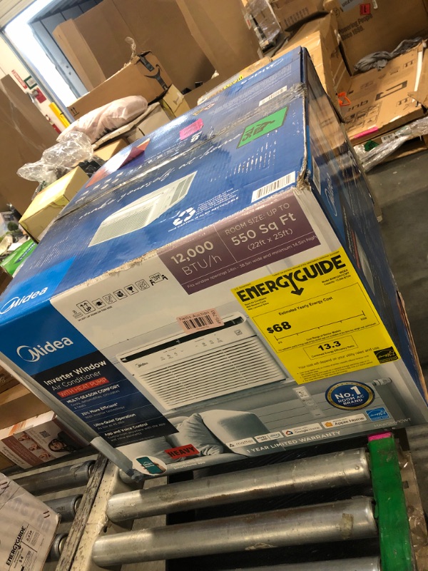 Photo 1 of ** ONLY PART** Midea 12,000 BTU Smart Inverter Air Conditioner Window Unit with Heat and Dehumidifier – Cools up to 550 Sq. Ft., Energy Star Rated, Quiet Operation, Electronic Controls, Remote Control, White