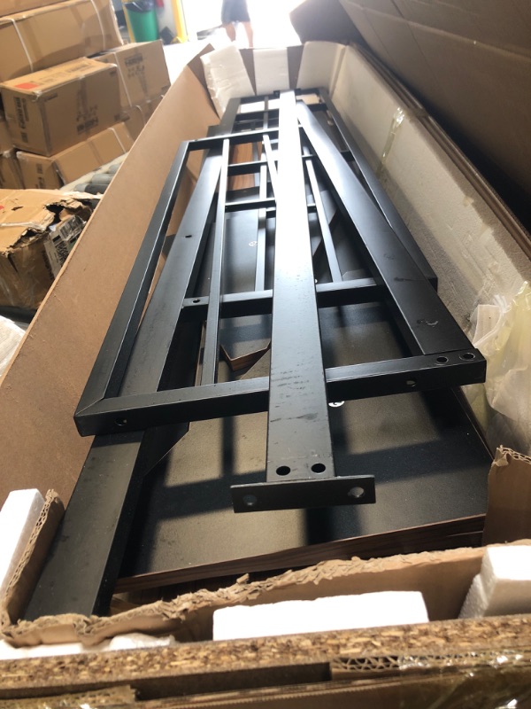Photo 1 of 2 BOX SET Merax Metal Loft Bed with 2 Shelves and one Desk, Noise Free, No Box Spring Needed, Easy Assembly, Full Size, Black
