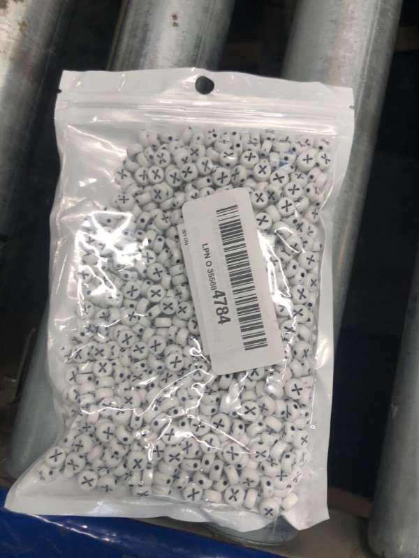 Photo 1 of 1000Pcs Flat Round Letter Beads 7x4mm with Letter X White Acrylic Beads for Jewelry Making