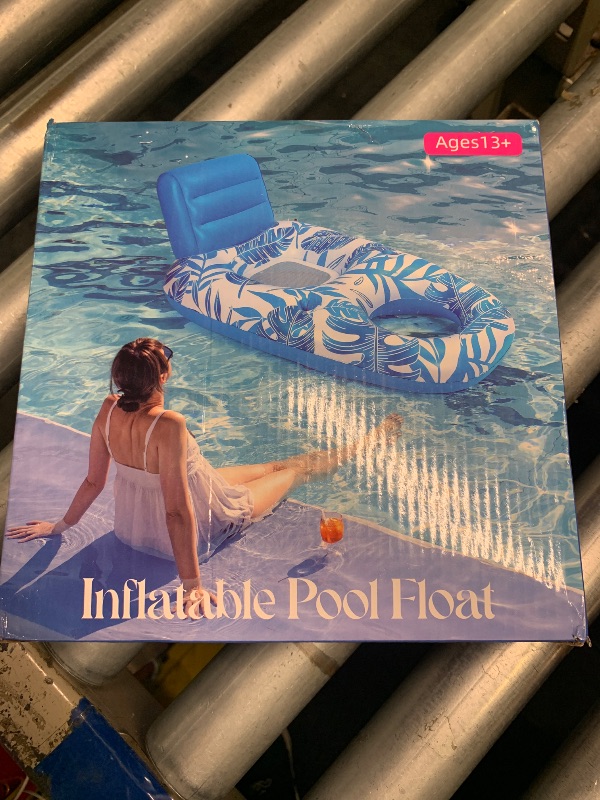 Photo 1 of [2025 New Upgraded] Inflatable Pool Float Adult, Pool Lounger Float Raft Floating Chair Water Floaties with Headrest & Cup Holder, Adult Heavy Duty Pool Floaties for Swimming Pool, Lake, Beach Party
