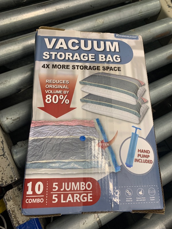 Photo 1 of 10 Pack Vacuum Storage Bags with Pump, 5 Jumbo and 5 Large Space Saver Vacuum Storage Bags, Vacuum Seal Bags for Clothing, Comfoters, Pillows, Blanket, Bedding