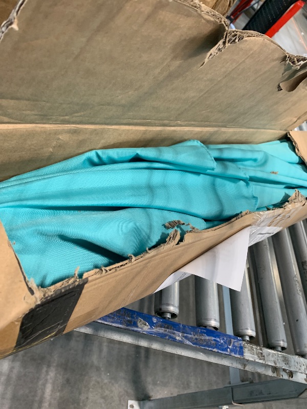 Photo 1 of JEAREY 8x10 ft Rectangular LED Lighted Patio Umbrellas Outdoor Solar Table Market Umbrella w/Crank, 8 Sturdy Ribs, UV Protection Waterproof Sunproof(Teal Blue)