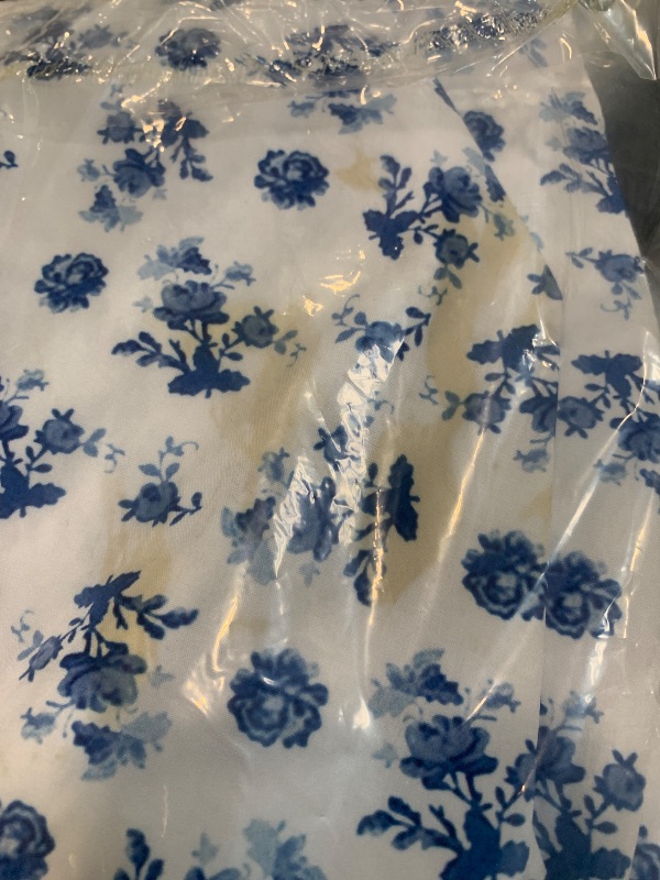Photo 1 of ***dirty***Blue Maxi Dress for Women Floral Square Neck Puff Sleeve Split A-Line Long Dresses Blue X-Large