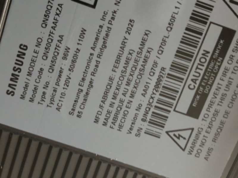 Photo 1 of Samsung 50-Inch Class QLED Q7F Series Samsung Vision AI Smart TV (2025 Model, 50Q7F) Quantum HDR, Object Tracking Sound Lite, Q4 AI Gen1 Processor, 4K upscaling, Gaming Hub, Alexa Built-in