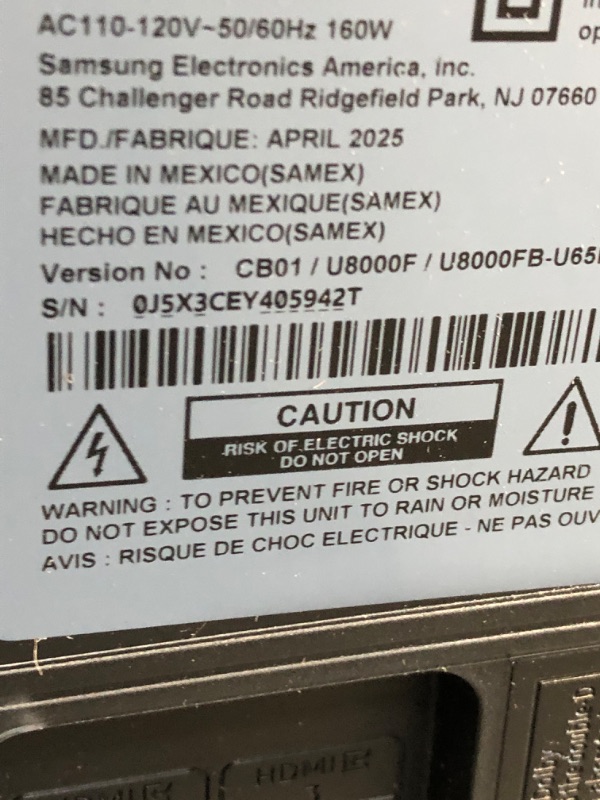 Photo 1 of ** USE FOR PARTS**
Samsung 65-Inch Class Crystal UHD U8000F 4K Smart TV (2025 Model) Endless Free Content, Crystal Processor 4K, MetalStream Design, Knox Security, Alexa Built-in