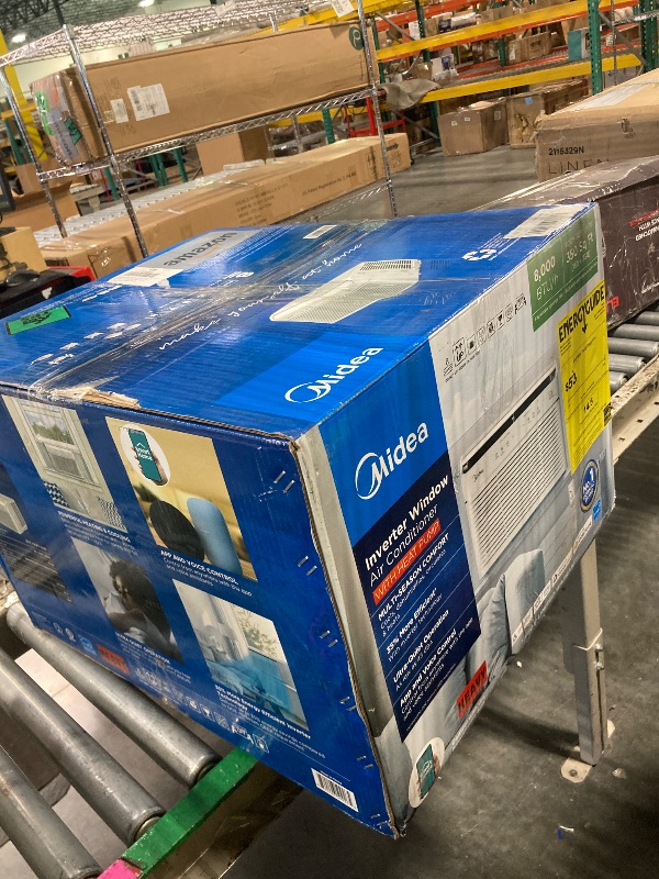 Photo 1 of Midea 8,000 BTU Smart Inverter Air Conditioner Window Unit with Heat and Dehumidifier – Cools up to 350 Sq. Ft., Energy Star Rated, Quiet Operation, Electronic Controls, Remote Control, White