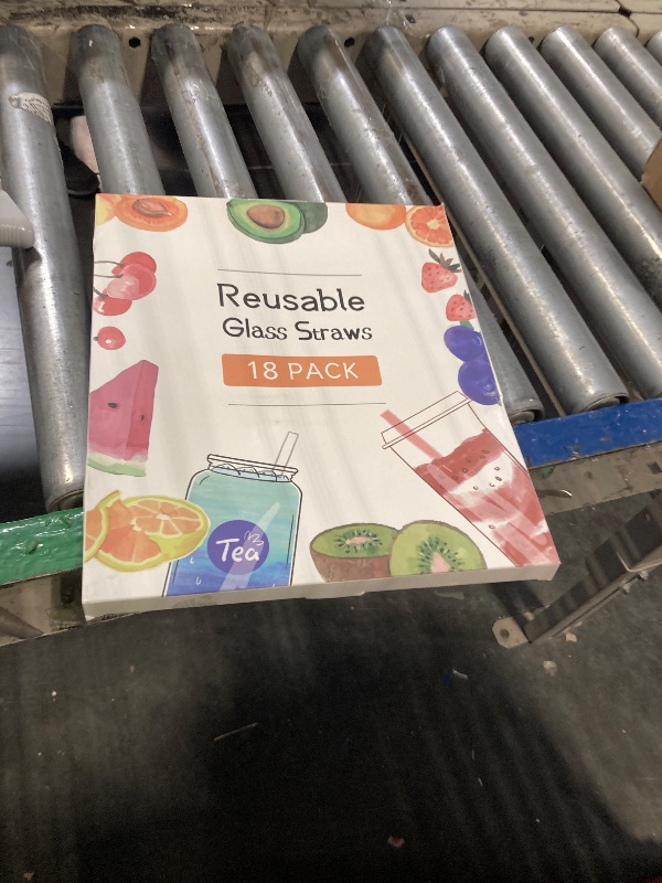 Photo 1 of [22 Pcs] Reusable Glass Straws Shatter Resistant - Size 12"x8mm,9"x8mm,6"x8mm Including 9 Straight and 9 Bent Clear Glass Straws with 4 Cleaning Brush for 20 30 40 oz Tumblers,Cocktail,Coffee,Juice