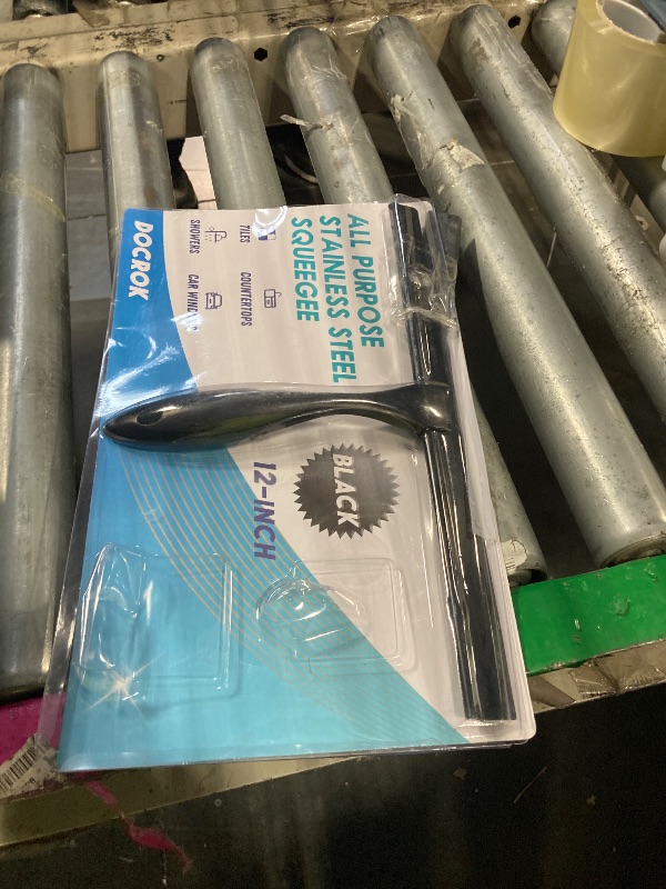 Photo 1 of All-Purpose Stainless Steel Shower Squeegee for Shower Doors with 2 Adhesive Hooks, Bathroom Cleaner Tool Household Window Mirror Squeegee for Home Cleaning, Glass Door, Tile Wall, Car, 12 Inch Black