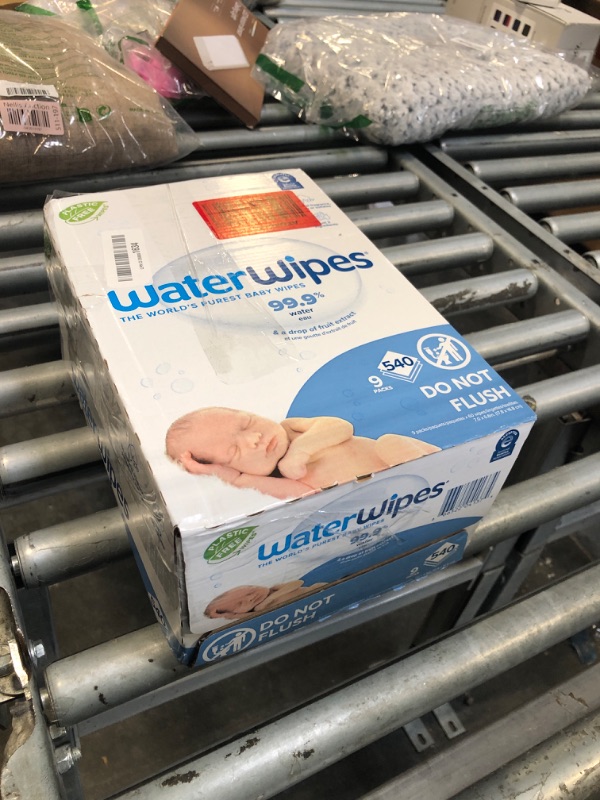 Photo 1 of WaterWipes Original Baby Wipes, 99.9% Water-Based Wipes, Unscented & Hypoallergenic for Sensitive Skin, 540 Count (9 Packs), Packaging May Vary
