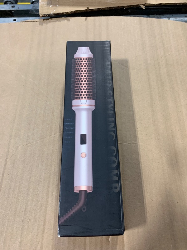Photo 1 of 1 1/2 Inch Thermal Brush for Women, Hair Curling Heated Round Fast Heating, Hot Round Double Voltage for Travel for Hair Straightening Curling Volumize (White)