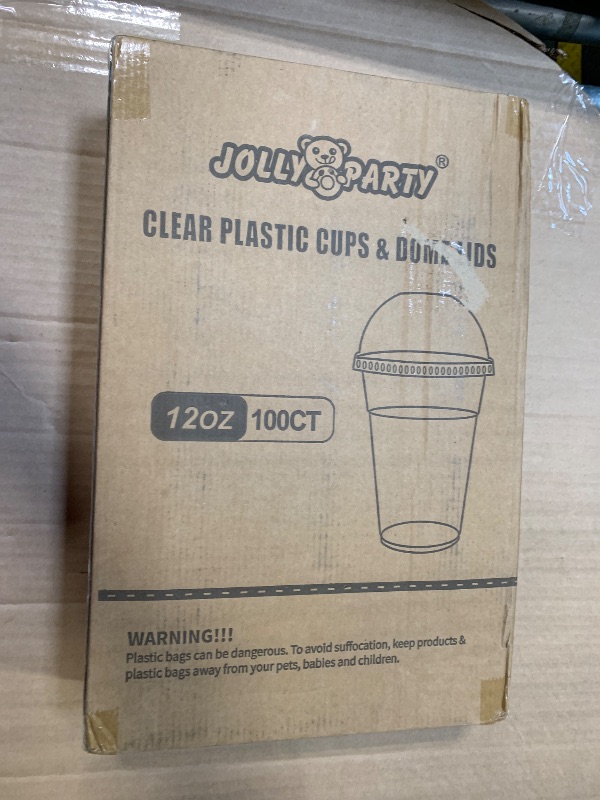 Photo 1 of 100 PACK 12 oz Clear Plastic Cups with Dome Lids, Disposable Dessert Parfait Cups for Ice Cream, Iced Cold Coffee Drinks, Cupcake, Fruit for Party
