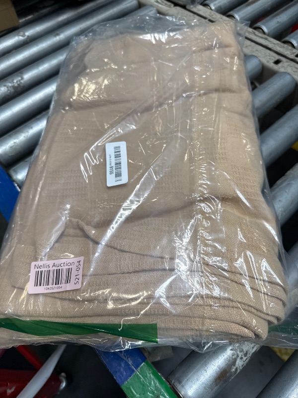 Photo 1 of 100% Cotton Blanket Twin Size 90x90 - Lightweight Breathable Waffle Weave Thermal Throw for Bed, Sofa & Couch - Soft Cozy, Durable Summer Bedding, All Season Comfort for Home, Travel & Camping, Beige