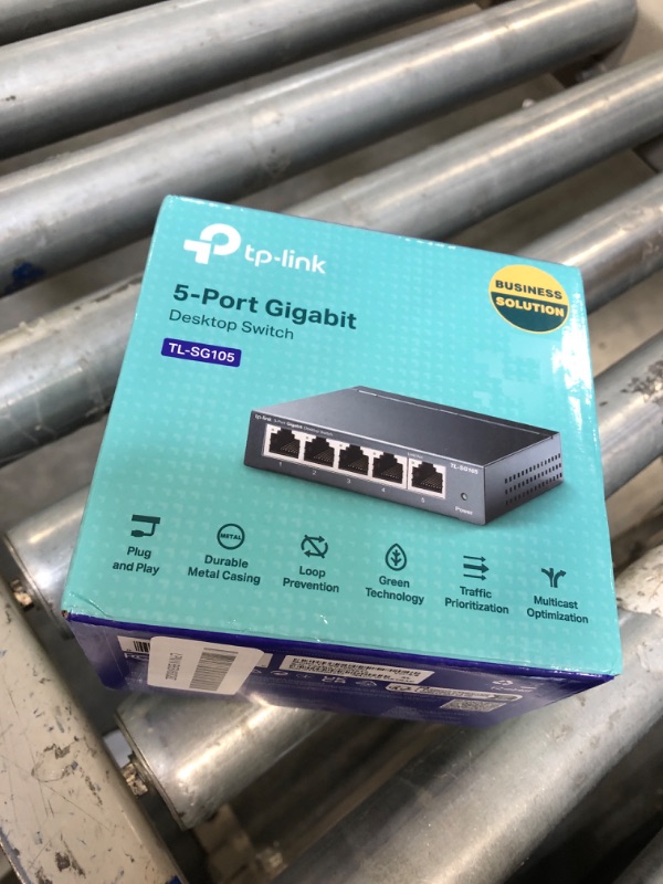 Photo 1 of TP-Link TL-SG105, 5 Port Gigabit Unmanaged Ethernet Switch, Network Hub, Ethernet Splitter, Plug & Play, Fanless Metal Design, Shielded Ports, Traffic Optimization,Navy Blue