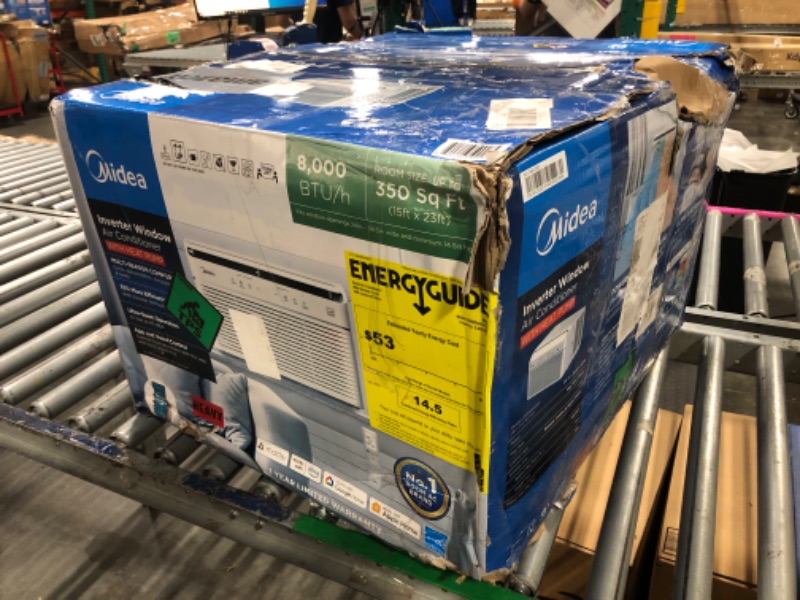 Photo 2 of Midea 8,000 BTU Smart Inverter Air Conditioner Window Unit with Heat and Dehumidifier – Cools up to 350 Sq. Ft., Energy Star Rated, Quiet Operation, Electronic Controls, Remote Control, White