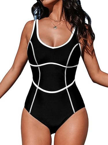 Photo 1 of CUPSHE Women's One Piece Swimsuit Tummy Control Cutout High Neck Bathing Suit, MEDIUM Black