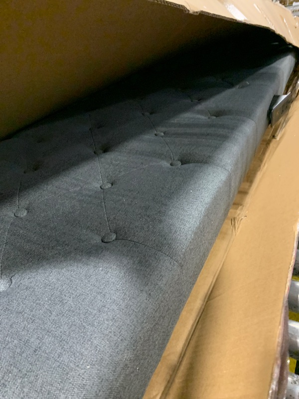 Photo 1 of *** missing all hardware***Feonase King Size Bed Frame with Luxury Wingback and Fast Charging Station,King Upholstered Button Tufted Storage Headboard Platform Bed,Sturdy Wooden Slats Support,Easy Assembly,Noise-Free,Dark Gray
*** missing all hardware***