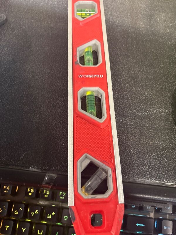 Photo 1 of **MINOR DAMAGE**WORKPRO 12 Inch Torpedo Level, Magnetic Small Leveler Tool, Plumbing Level with Pitch Vial, Aluminum Reinforced, 4 Bubbles, V-Groove for Conduit Bending.