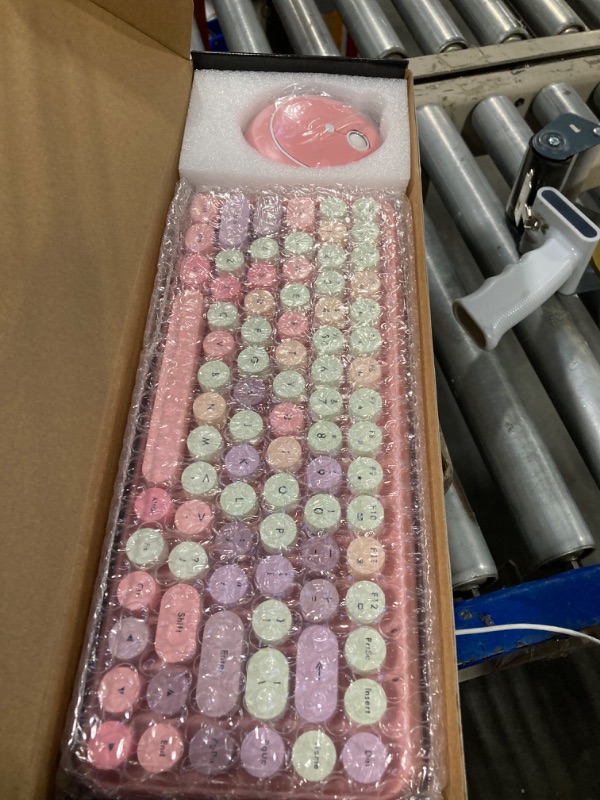 Photo 1 of Perixx PERIDUO-713 Wireless Mini Keyboard and Mouse Combo, Retro Round Key Caps, Pastel Pink, US English Layout