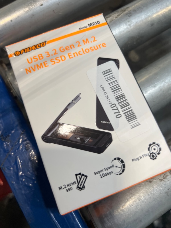 Photo 1 of FIDECO M.2 NVMe SSD Enclosure, USB 3.2 Gen 2 to M.2 NVMe Enclosure, PCIe NVMe Adapter for M & M+B Key, Sandwich Style Design, Tool-Free Installation, Support UASP and Trim, Black