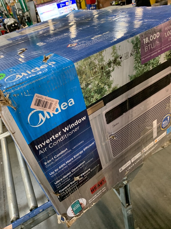 Photo 1 of Midea 18,000 BTU Smart Inverter Window Air Conditioner with APP, Alexa Control, 208/230V AC Unit Cools up to 1,000 Sq. Ft, Quiet Operation, Energy Saving, Remote & Easy Installation Kit, White