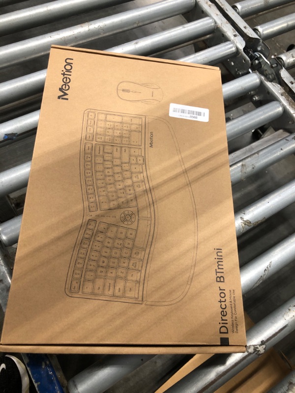 Photo 1 of MEETION Ergonomic Wireless Keyboard and Mouse Combo, 2.4G Curved Compact Keyboard with Cushioned Palm Rest, 4 Level DPI Adjustable Wireless Mouse, for Windows/Mac/Desktop/Laptop/PC, Gray Black