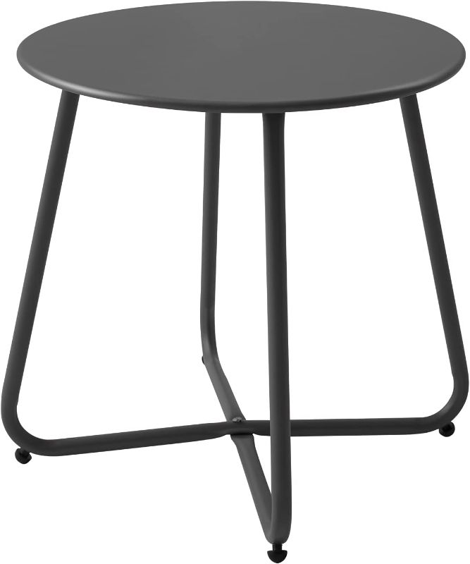 Photo 1 of 
Meluvici Patio Small Side Table Waterproof Round Metal Steel Weather Resistant Portable Outdoor and Indoor End Table for Garden Balcony Yard, Black