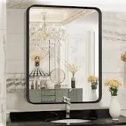 Photo 1 of  Bathroom Mirror 36"x 24" Wall Mirror with Rectangular Metal Frame, Black