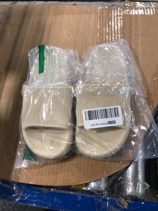 Photo 1 of rosyclo Cloud Slides for Women and Men, Pillow House Slippers Super Soft Comfy Non-Slip Massage Bathroom Shower Shoes Cloud Cushion Slide Sandals for Indoor Outdoor, Tan Beige Nude