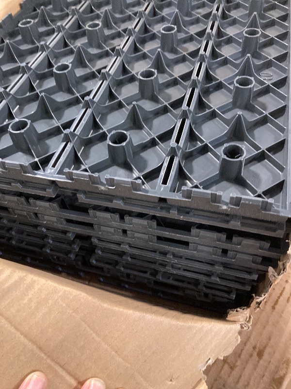 Photo 1 of ToLanbbt Plastic Interlocking Deck Tiles 9 Pack 12"x12" Waterproof Indoor Outdoor Composite Patio Flooring Decking Tiles All Weather Use for Patio Porch Balcony Backyard Poolside, Dark Grey