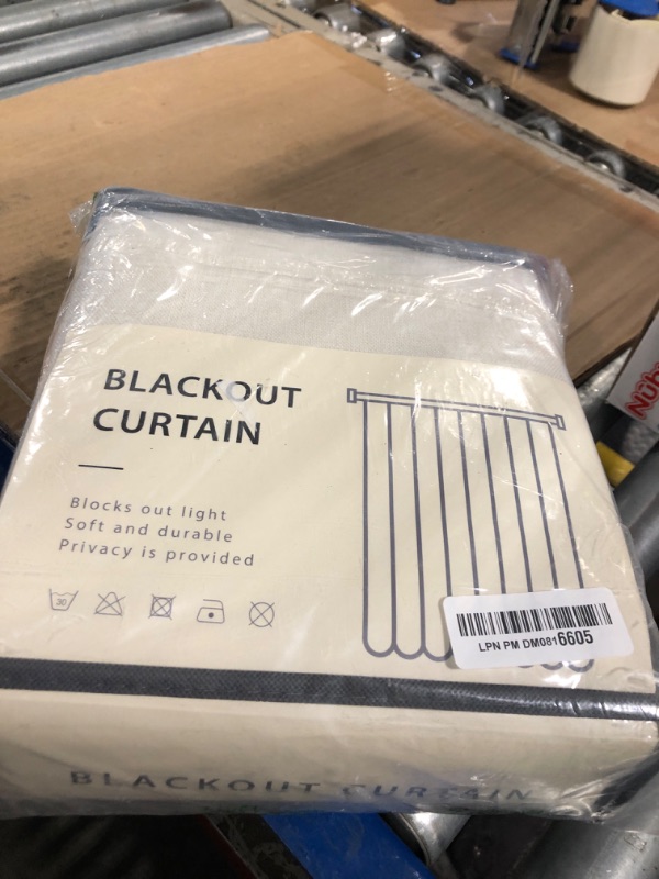 Photo 1 of 100% Blackout Shield Linen Blackout Curtains for Bedroom 96 Inches Long, Back Tab/Rod Pocket Living Room Drapes, Thermal Insulated Blackout Curtains 2 Panels Set, 50" W x 96" L, Light Cream