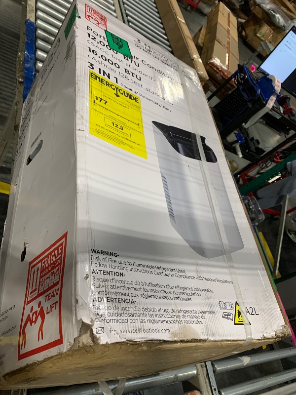 Photo 1 of 12,000 BTU Portable Air Conditioner, 3-In-1 Portable AC Units with Dehumidifier and Fan, Cools Up to 550 Sq. Ft. Room Air Conditioner, Remote Control, Quiet Operation & 24Hours Timer, White Cover