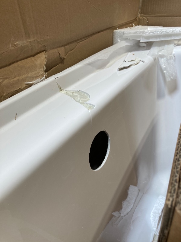 Photo 1 of ***Damage shown in last photos*** ***Very large item, pick up with truck*** American Standard 2946202.020 Studio Alcove Bathtub LH, 60"X32", White