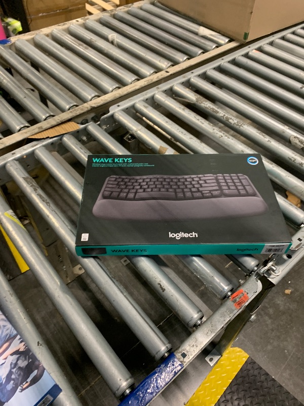 Photo 1 of Logitech Wave Keys Wireless Ergonomic Keyboard with Cushioned Palm Rest, Comfortable Natural Typing, Easy-Switch, Bluetooth, Logi Bolt Receiver, for Multi-OS, Windows/Mac - Graphite