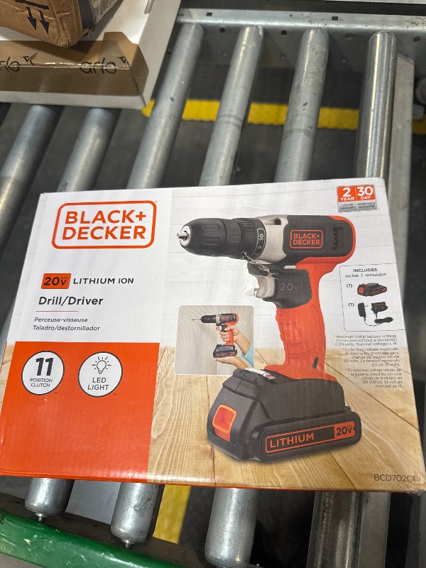 Photo 1 of BLACK+DECKER 20V MAX Cordless Drill Kit with ?Battery, Charger, and Double Ended Bit (BCD702C1)