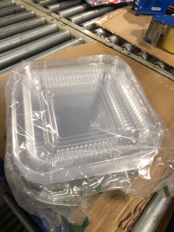 Photo 1 of (35 Pack) 8x8 Square Aluminum Baking Cake Pans with Clear Plastic Lids - Foil Pans with Lids - Disposable Food Containers Great for Cooking, Heating, Storing, Prepping Food