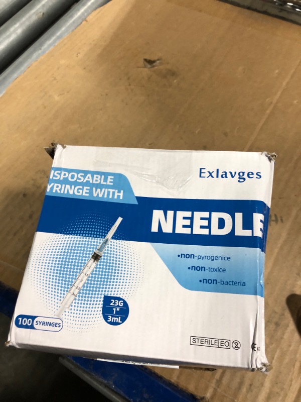 Photo 1 of 100 Pack Disposable 3ml/cc Lab Syringes with 23Ga 1 Inch Needle Luer Lock, Individually Sealed Packed