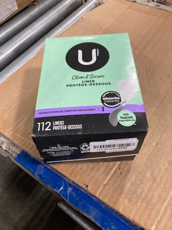 Photo 1 of U by Kotex Panty Liners, Clean & Secure, Light Absorbency, Extra Coverage, 112 Count (Packaging May Vary)