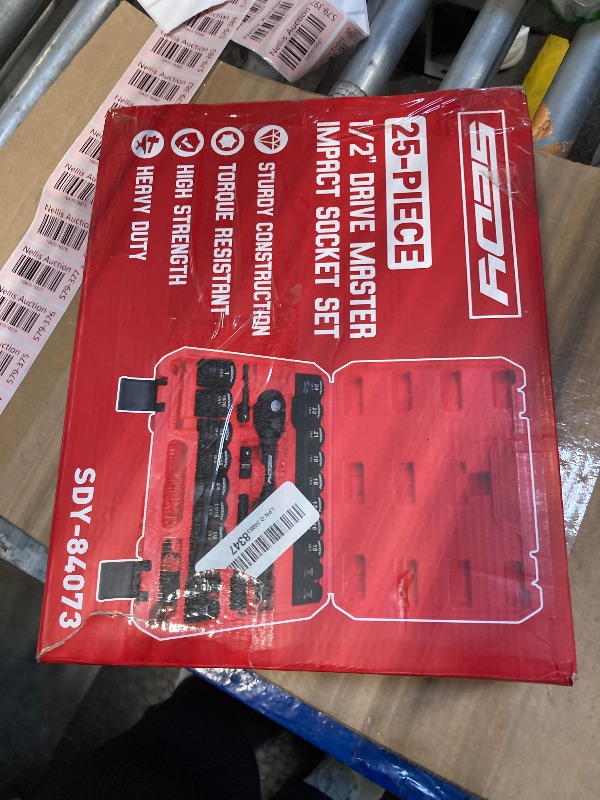 Photo 1 of 1/2" Drive Socket Wrench Set: 25-Piece SAE & Metric Impact Socket Ratchet Wrench Tool Set Socket Assortment with Storage Box for Repair Mechanic Garage