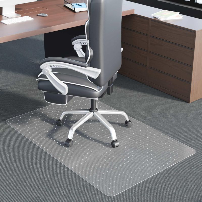 Photo 1 of 100pointONE Extra Large Office Chair Mat for Carpet, 35" x 55" Clear Desk Chair Mat for Low Pile Carpeted Floors- Easy Glide Plastic Floor Mat for Office Chair on Carpet