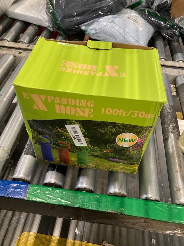 Photo 1 of 100 ft Expandable Garden Hose - Durable 3750D Fabric, 4-Layer Latex Core, Solid Brass Connectors Expanding Water Hose - 10 Spray Nozzles & Convenient Storage Bag Included