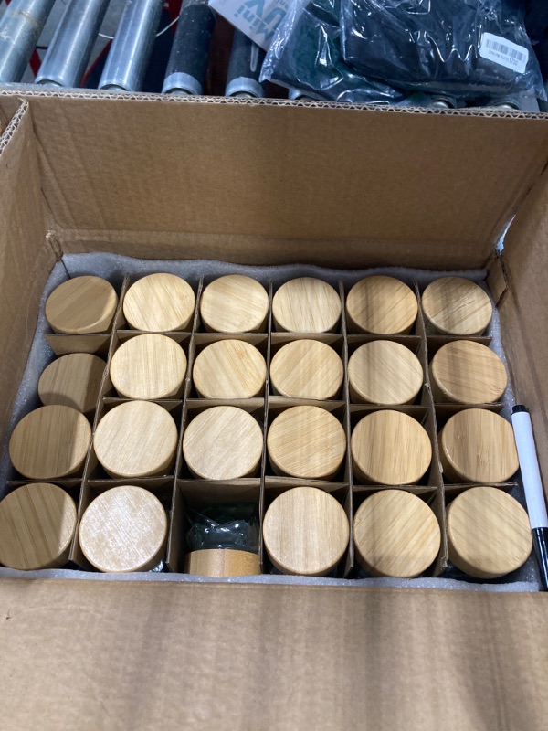 Photo 1 of **1 broken**AISIPRIN Glass Spice Jars with 398 Labels, 24 pcs 4oz Spice Containers with Bamboo Lids, Square Spice Bottles With Shaker Lids,Spice Organization for Cabinet,Drawer,Rack,Seasoning Organizer