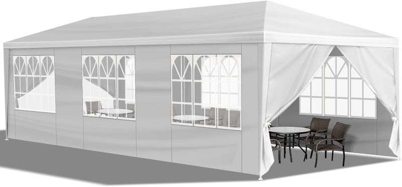 Photo 1 of 10x30 Party Tent with 8 Removable Sidewalls, Waterproof Outdoor Canopy Gazebo for Weddings Backyard Events Commercial White
