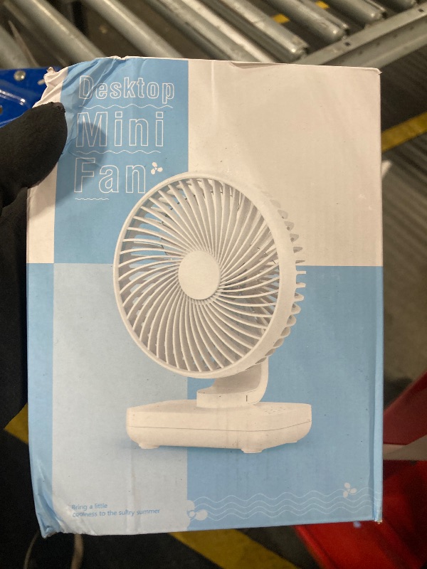 Photo 1 of Digibond Oscillating Table Fan Small Oscillating Fan for Bedroom/Indoor/Outdoor Ultra Quiet Mini Desk Fan Auto 90° Rotated 4 Speeds 5in Wall Mounted Cordless Portable Rechargeable (White)