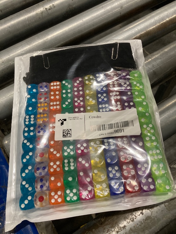Photo 1 of 100Pcs Colored Dice Set Standard 16mm Game Dice Bulk with a Black Drawstring Storage Bag, for Learning, Classroom (Colored)