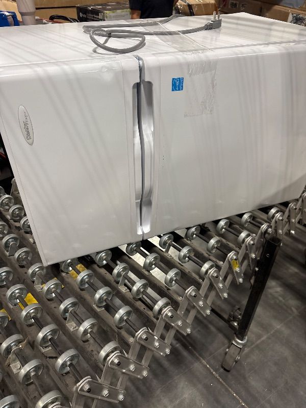 Photo 1 of **USED/HAS DENTS**
Danby Designer DCR031B1WDD 3.1 Cu.Ft. Compact Refrigerator with Freezer, E-Star Rated Mini Fridge for Bedroom, Living Room, Kitchen, or Office, White