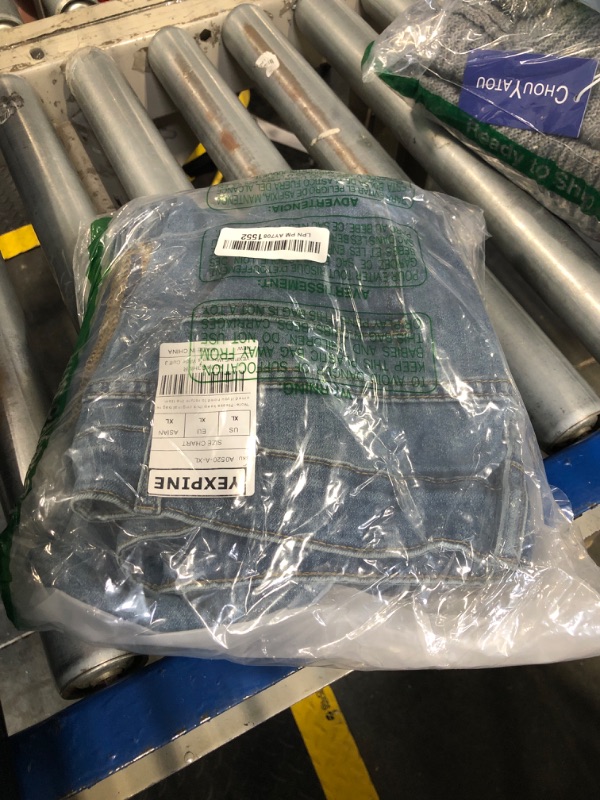 Photo 1 of YEXPINE Women's Wide Cuff Jeans High Rise Straight Leg Cropped Jeans Casual Boyfriend Denim Pants Blue XL