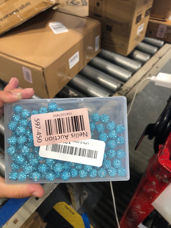 Photo 1 of 100Pcs 10mm Rhinestone Beads for Jewelry Making, Shiny Round Shamballa Disco Beads Bling Sparkle Rhinestone Clay Beads for DIY Necklace Bracelet Earring Jewelry Making (Lake Blue)