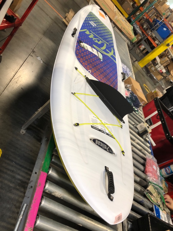 Photo 1 of **DAMADGED**Pelican Flow 106 Hardshell Recreational Paddle Board - White - Durable - Ram-X™ Material - with a Bottom Fin for Paddling, Non-Slip Deck - 10 Ft