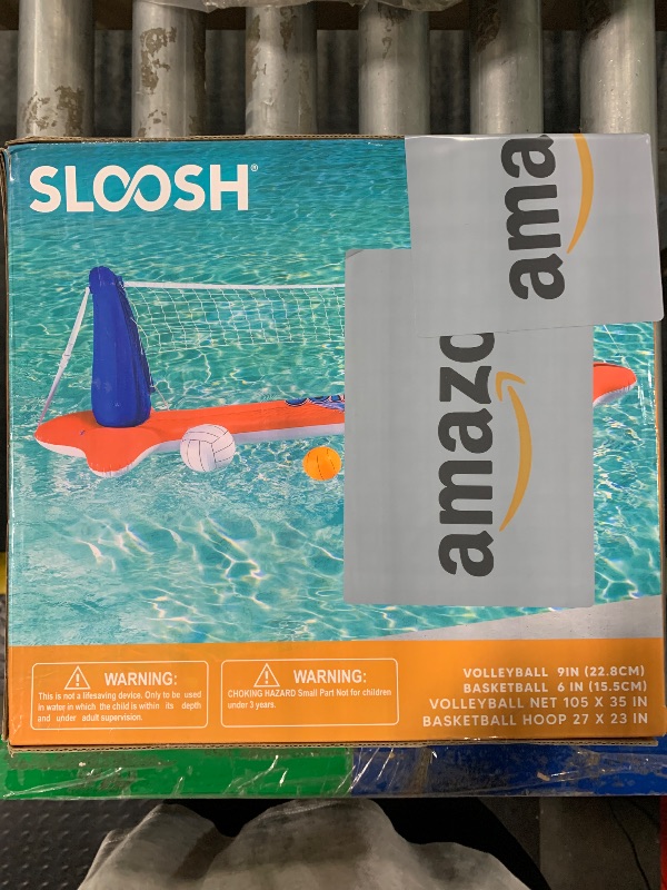 Photo 1 of Inflatable Pool Float Set Volleyball Net & Basketball Hoops, Floating Swimming Game Toy for Kids and Adults, Summer Floaties, Volleyball Court