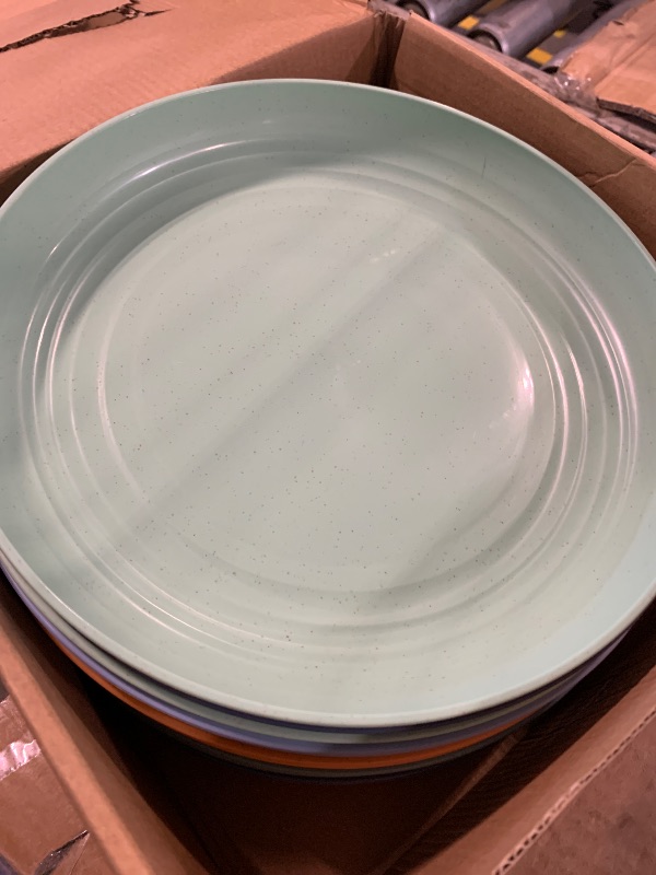 Photo 1 of HEYCOME 12 Pcs Unbreakable Deep Dinner Plates Set, 10 inch Reusable Plastic Wheat Straw Plates, Microwave and Dishwasher Safe Plate for Kitchen, Lightweight Plate for Dessert, BPA Free, 6 Colors